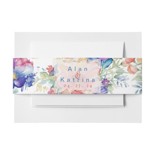 Boho Vibrant Flowers Uitnodiging Belly Band Uitnodigingen Wikkel (Voorkant Voorbeeld)