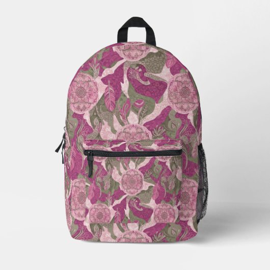 Boho Vibrant Pink Camo Bedrukte Rugzak (Voorkant)