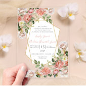 Boho Victoriaans Roos geometrische gouden Lijst br Acryl Uitnodigingen