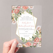 Boho Victoriaans Roos geometrische gouden Lijst br Acryl Uitnodigingen (Insitu (Draagbaar))