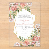 Boho Victoriaans Roos geometrische gouden Lijst br Acryl Uitnodigingen (Voorkant)