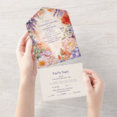 Boho Victoriaans Royal Floral Wedding All In One Uitnodiging (Afscheurbaar)