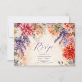 Boho Victoriaans Royal Floral Wedding RSVP Kaartje (Voorkant)