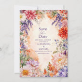 Boho Victoriaanse Koninklijke Bloemige Bruiloft  Save The Date (Voorkant)
