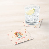Boho Vier Vierde Verjaardag regenboog Kartonnen Onderzetters (Insitu)