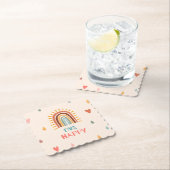 Boho Vijfde Verjaardag Regenboog Kartonnen Onderzetters (Insitu)