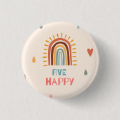 Boho Vijfde Verjaardag Regenboog Ronde Button 3,2 Cm (Voorkant)