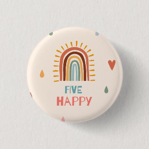 Boho Vijfde Verjaardag Regenboog Ronde Button 3,2 Cm
