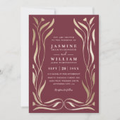 Boho Vine Floral Luxury Elegant QR Code Wedding Kaart (Voorkant)