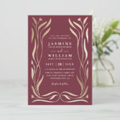 Boho Vine Floral Luxury Elegant QR Code Wedding Kaart (Staand voorkant)