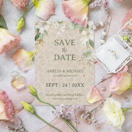 Boho Vintage Bloem Botanisch Save The Date
