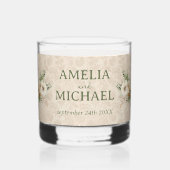 Boho Vintage Bloem Botanische Bruiloft Whisky Glas (Achterkant)