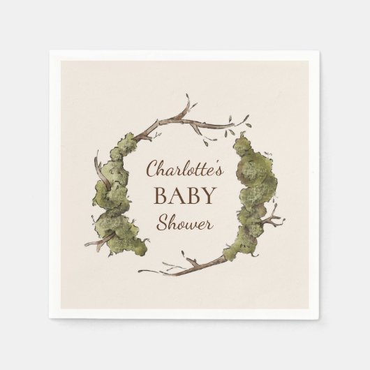 Boho Vintage Bloemachtige Baby Shower Servetten (Voorkant)