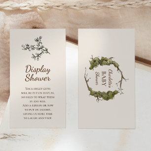 Boho Vintage Bloemen Baby Shower Weergave Shower Informatiekaartje