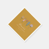 Boho Vintage Bloemen Geel Aangepaste Bruidsdouche  Servet (Hoek)