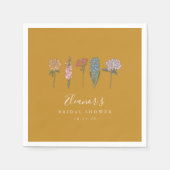Boho Vintage Bloemen Gele Aangepaste Bruiloft Fees Servet (Voorkant)