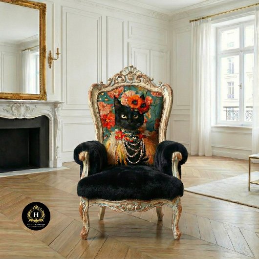 Boho Vintage Bloemen Veren Zwarte Kat Decoupage Tissuepapier