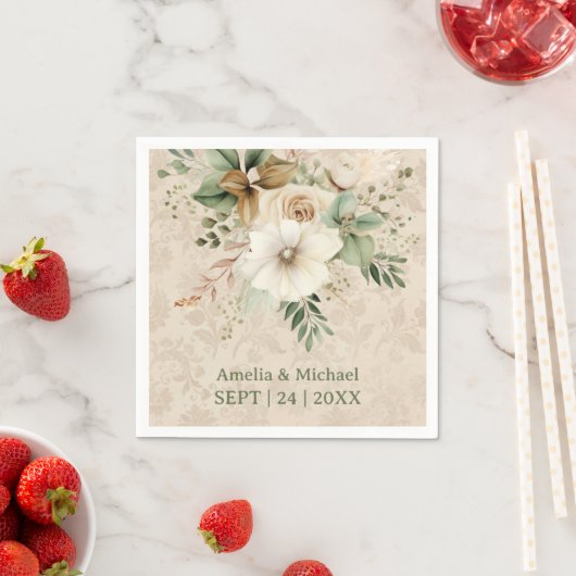 Boho Vintage Bloemige Botanische Trouwdag Servet (Insitu)