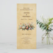 Boho vintage bloemstuk bruiloftsprogramma  kaart (Staand voorkant)