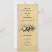 Boho vintage bloemstuk bruiloftsprogramma kaart (Voorkant)