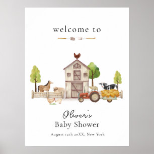 Boho Vintage Boer Tractor Baby Shower Welkom Poster