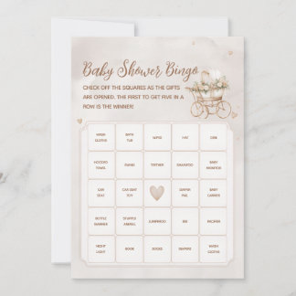 Boho Vintage Koets Baby Shower Bingo Spelkaart Kaart