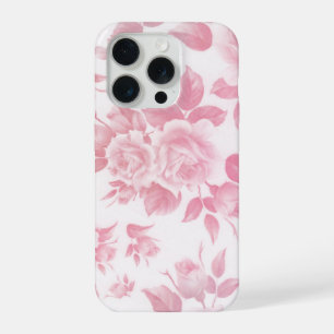 Boho vintage landelijk chic witte roze rozen bloem iPhone 15 pro case