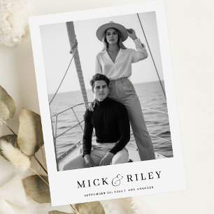 Boho Vintage Minimalistische Tekst en Foto Bruilof Save The Date