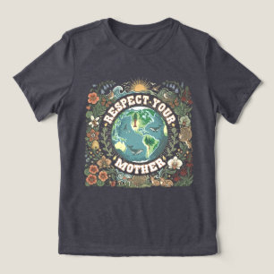 Boho Vintage Respecteer Moeder Aarde Natuur Liefde Tri-Blend Shirt