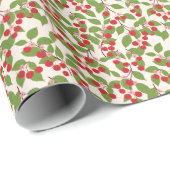 Boho Vintage Rode Kersen Zomer Bruiloft Feest Cadeaupapier (Rol Hoek)