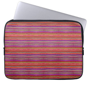 Boho Vintage Rood Paars Strepen - Laptop Sleeve