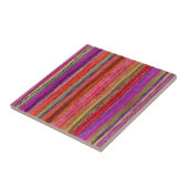 Boho Vintage Rood Paars Strepen - Tegeltje (Zijkant)