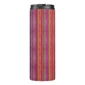 Boho Vintage Rood Paars Strepen - Thermosbeker (Achterkant)