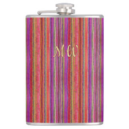 Boho Vintage Rood Paarse Strepen - Heupfles