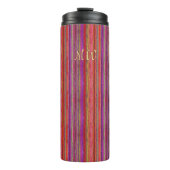 Boho Vintage Rood Paarse Strepen - Thermosbeker (Voorkant)