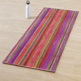 Boho Vintage Rood Paarse Strepen - Yogamat