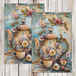 BOHO VINTAGE THEEPOT DECORATIEF TISSUEPAPER TISSUEPAPIER