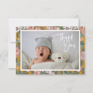 Boho Vintage Tuin Bloem Baby Foto Baby Borrel Bedankkaart