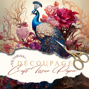 Boho Vintage Victoriaans Decoupage Peacock Tissuepapier