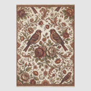 Boho Vintage Vogels & Bloemen Tissuepapier