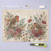 Boho Vintage Vogels & Bloemen Tissuepapier (Craft)