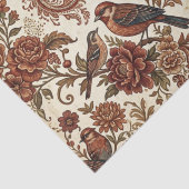 Boho Vintage Vogels & Bloemen Tissuepapier (Detail)