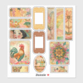 Boho Vintage Waterverf Roze Junk Journal Sticker (Vel)