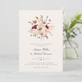Boho Vintage Wilde Bloem Herfst Bruiloft Kaart (Staand voorkant)