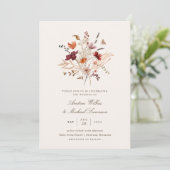 Boho Vintage Wilde Bloem Herfst Bruiloft Kaart (Staand voorkant)