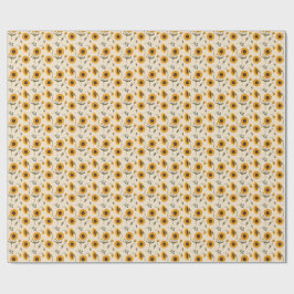 Boho Vintage Zonnebloem & Bessen Patroon Worp Kuss Cadeaupapier