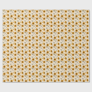 Boho Vintage Zonnebloem & Bessen Patroon Worp Kuss Cadeaupapier