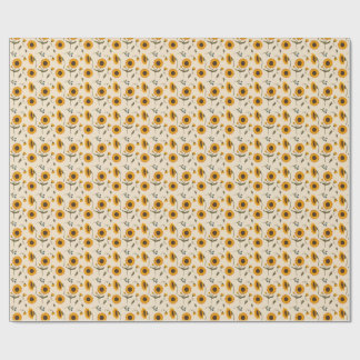 Boho Vintage Zonnebloem & Bessen Patroon Worp Kuss Cadeaupapier