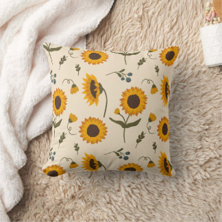 Boho Vintage Zonnebloem & Bessen Patroon Worp Kuss Kussen