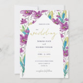 Boho Violet Turquoise Wildflower Waterverf Kunst Kaart (Voorkant)